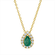 Collier mit Smaragd  aus 750/-18 Karat Gelbgold mit 14 Diamanten 0