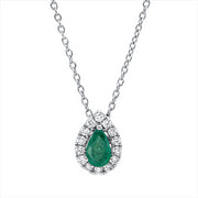 Collier mit Smaragd  aus 750/-18 Karat Weißgold mit 14 Diamanten 0
