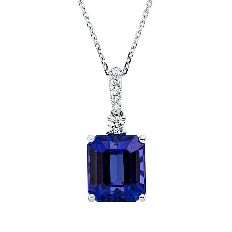 Collier mit Tansanit  aus 750/-18 Karat Weißgold mit 6 Diamanten 0