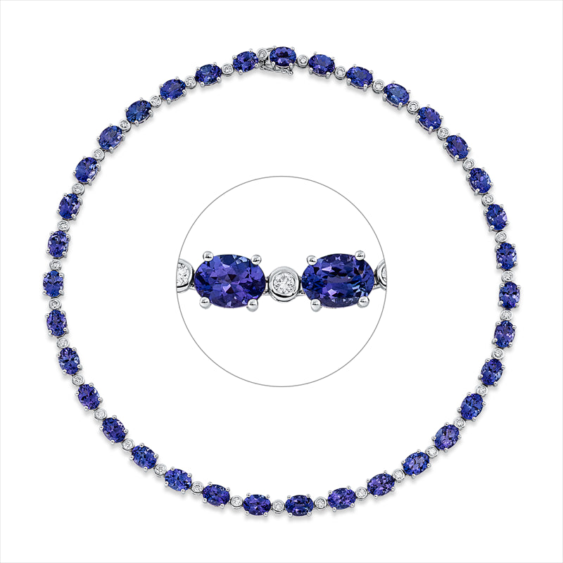 Collier mit Tansanit  aus 750/-18 Karat Weißgold mit 35 Diamanten 2