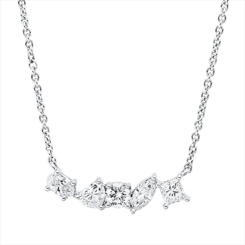 Collier    aus 750/-18 Karat Weißgold mit 5 Diamanten 0