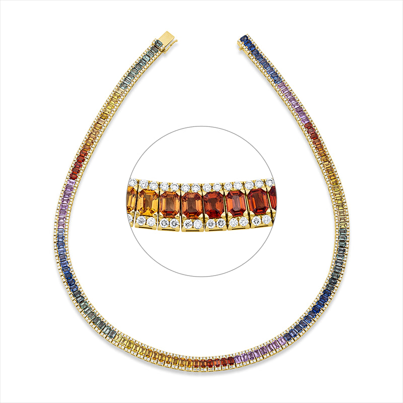 Collier mit Saphir  aus 750/-18 Karat Gelbgold mit 544 Diamanten 6