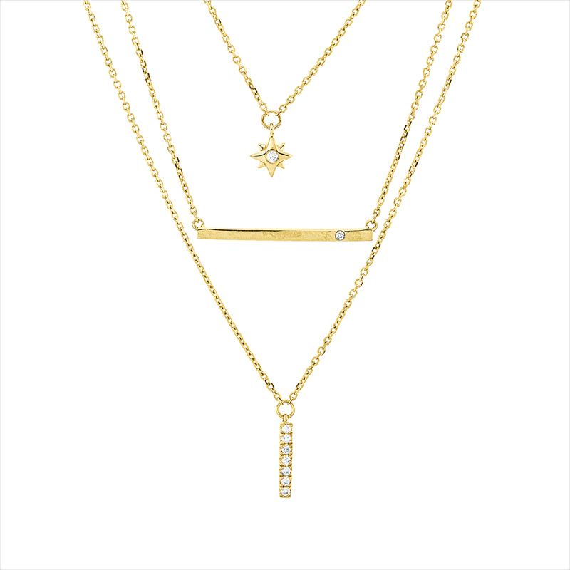 Collier    aus 750/-18 Karat Gelbgold mit 9 Diamanten 0