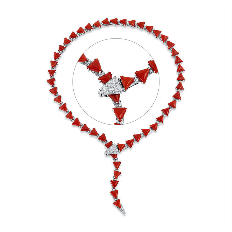 Collier mit Korall  aus 750/-18 Karat Weißgold mit 358 Diamanten 1