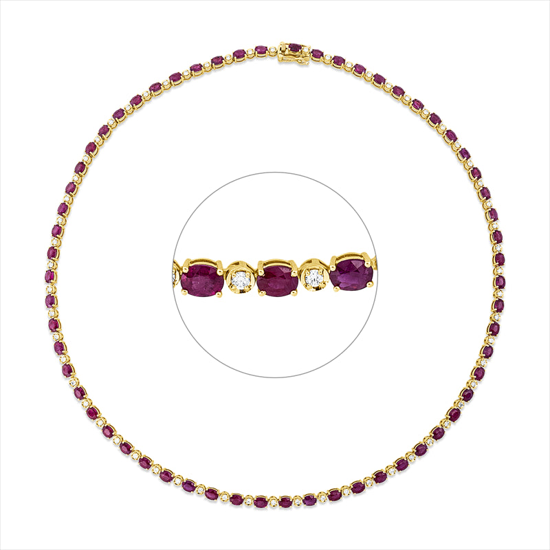 Collier mit Rubin  aus 750/-18 Karat Gelbgold mit 60 Diamanten 1