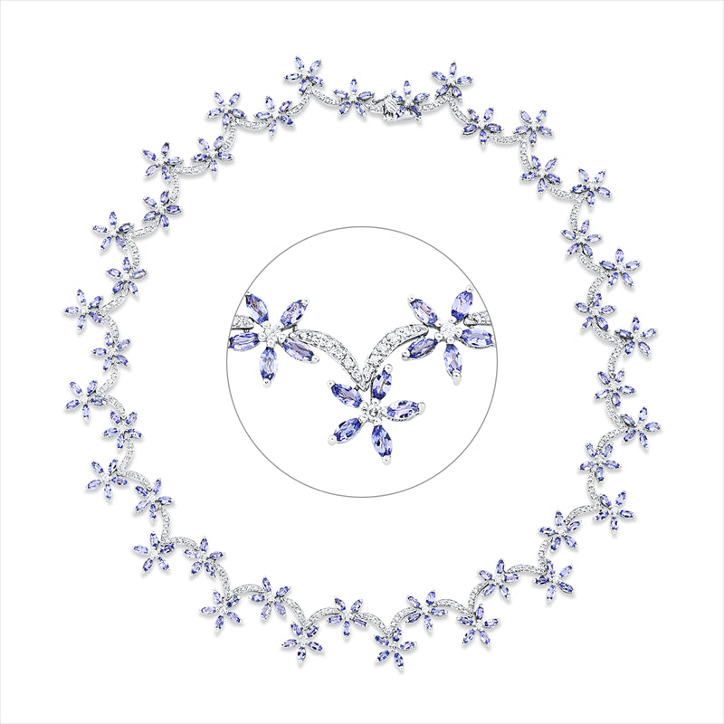 Collier mit Tansanit  aus 750/-18 Karat Weißgold mit 244 Diamanten 1