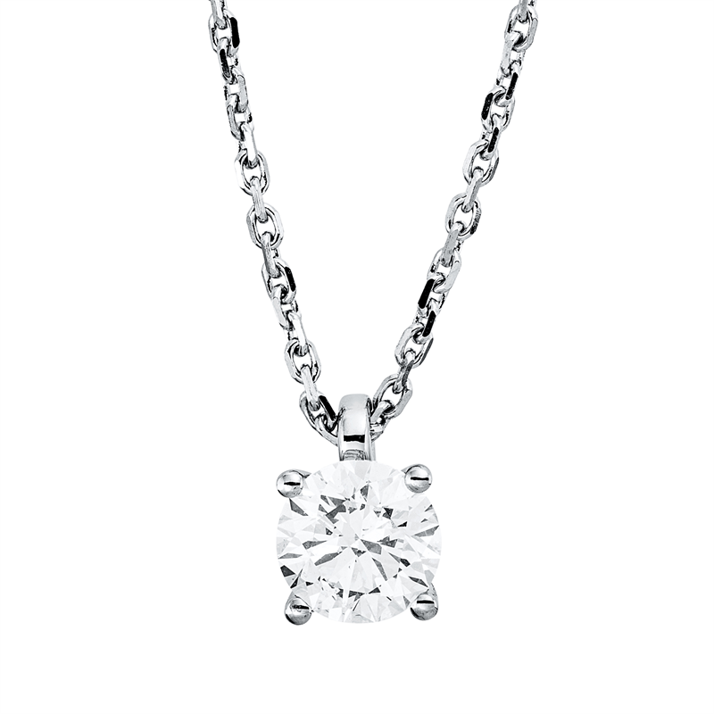 Collier    aus 750/-18 Karat Weißgold mit 1 Diamant 1 ct