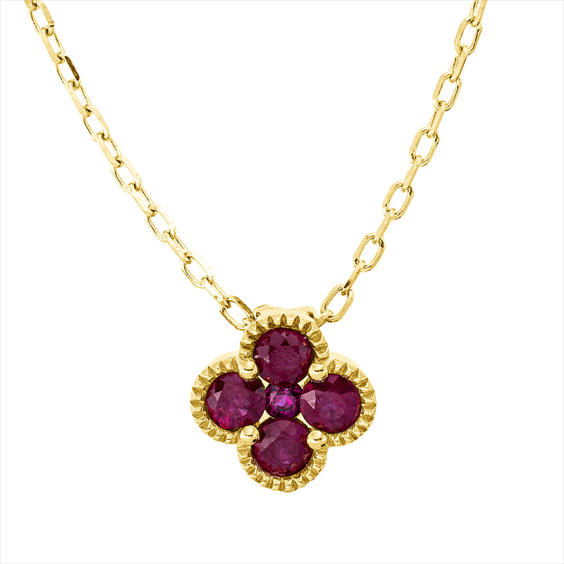 Collier mit Rubin  aus 750/-18 Karat Gelbgold  