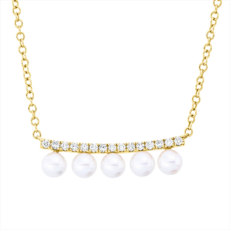 Collier   mit Zuchtperle aus 585/-14 Karat Gelbgold mit 15 Diamanten 0