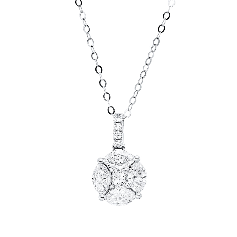 Collier    aus 750/-18 Karat Weißgold mit 9 Diamanten 1