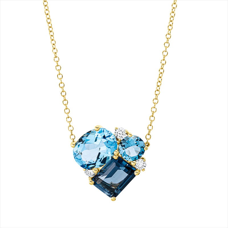 Collier mit Topas  aus 750/-18 Karat Gelbgold mit 3 Diamanten 0