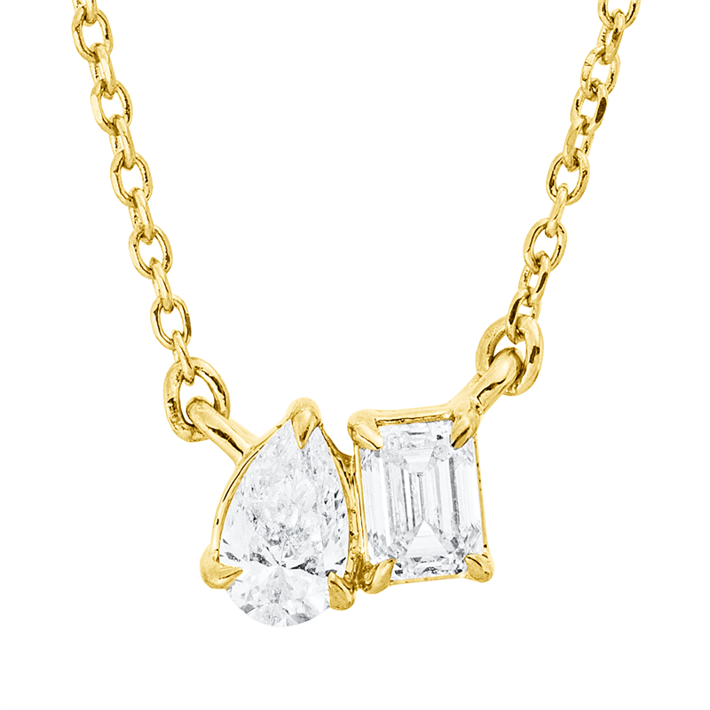 Collier    aus 750/-18 Karat Gelbgold mit 2 Diamanten 0