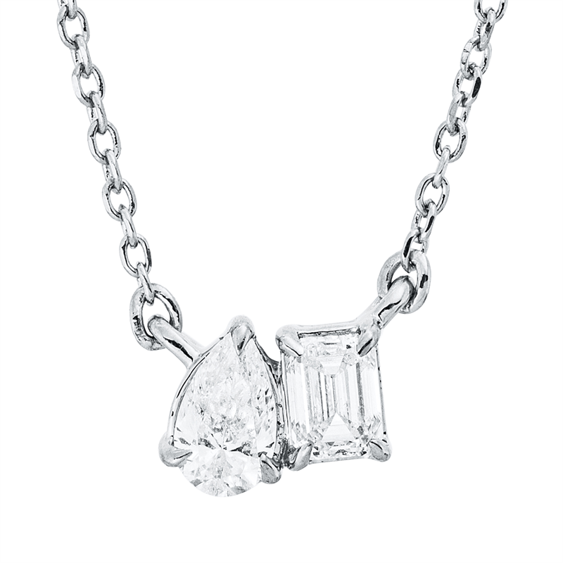 Collier    aus 750/-18 Karat Weißgold mit 2 Diamanten 0