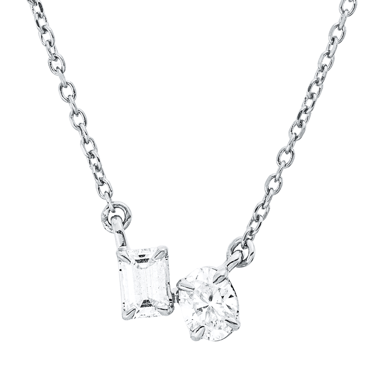 Collier    aus 750/-18 Karat Weißgold mit 2 Diamanten 0