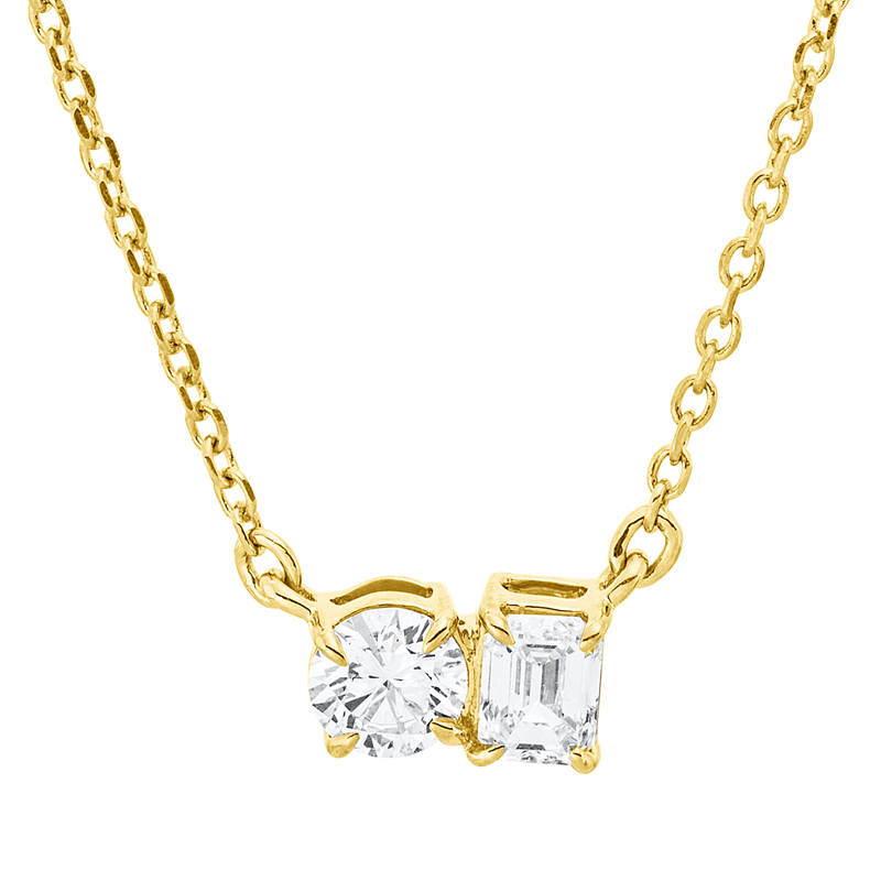 Collier    aus 750/-18 Karat Gelbgold mit 2 Diamanten 0