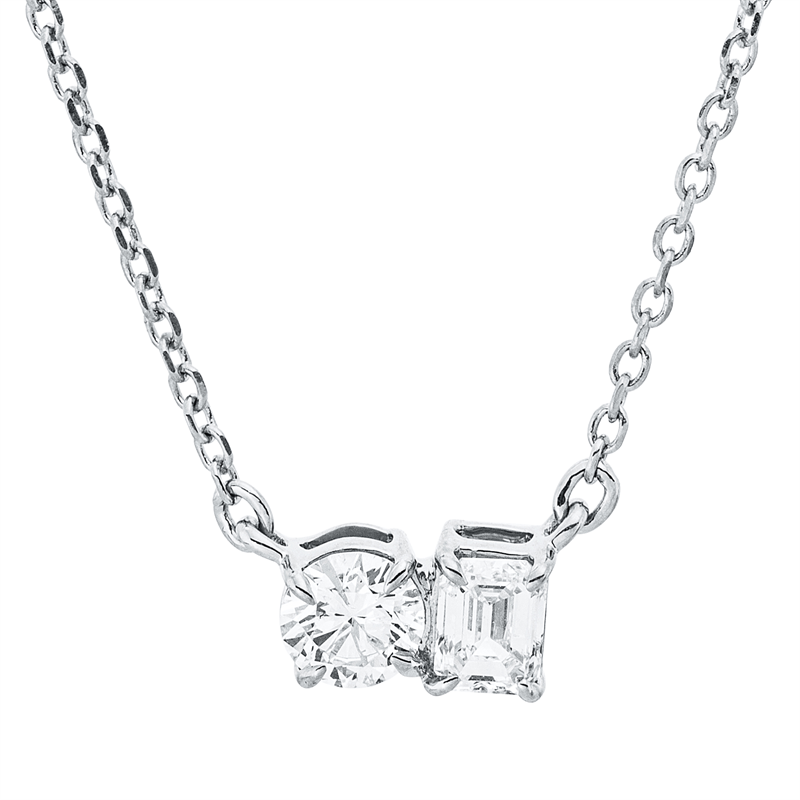 Collier    aus 750/-18 Karat Weißgold mit 2 Diamanten 0