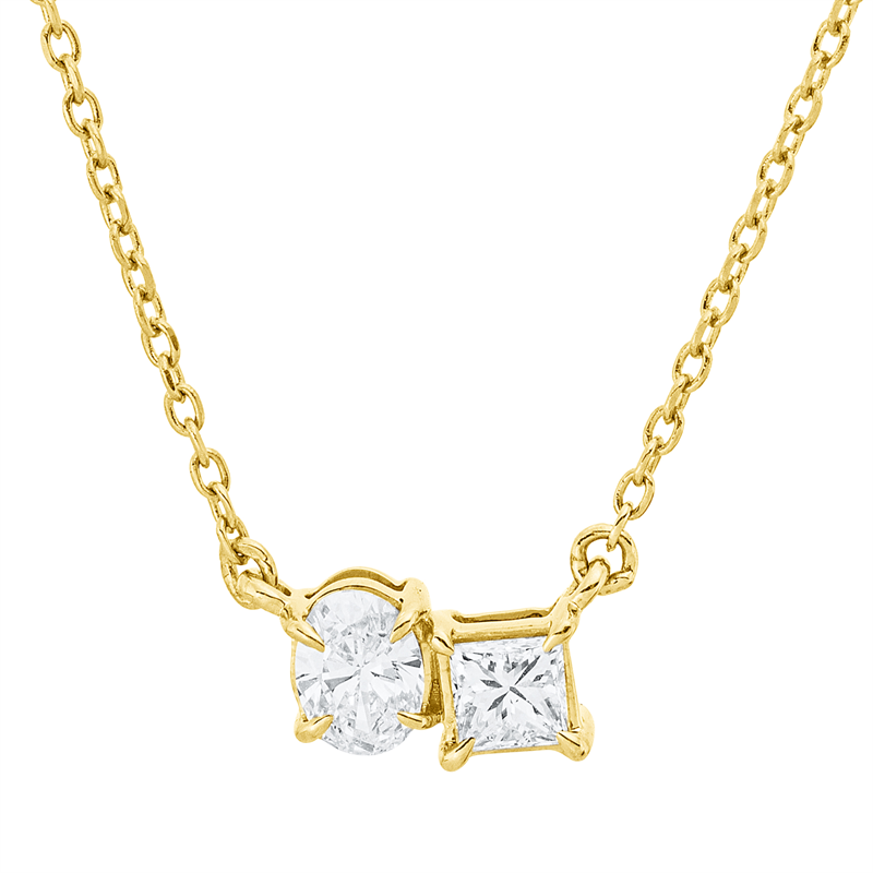 Collier    aus 750/-18 Karat Gelbgold mit 2 Diamanten 0