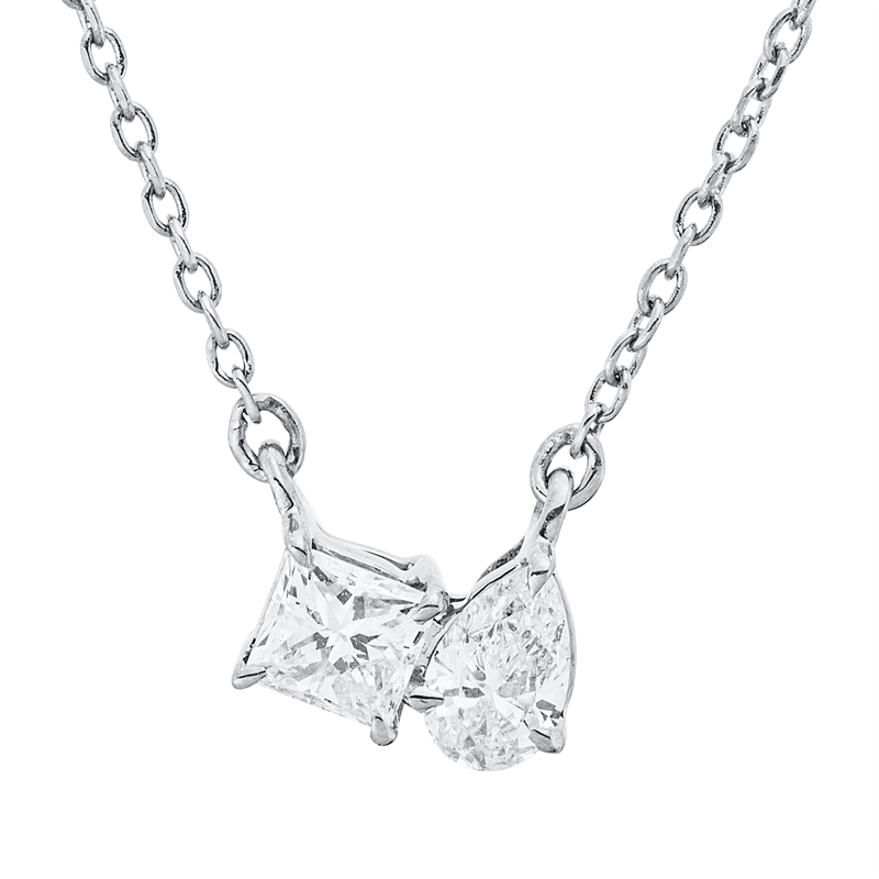 Collier    aus 750/-18 Karat Weißgold mit 2 Diamanten 0
