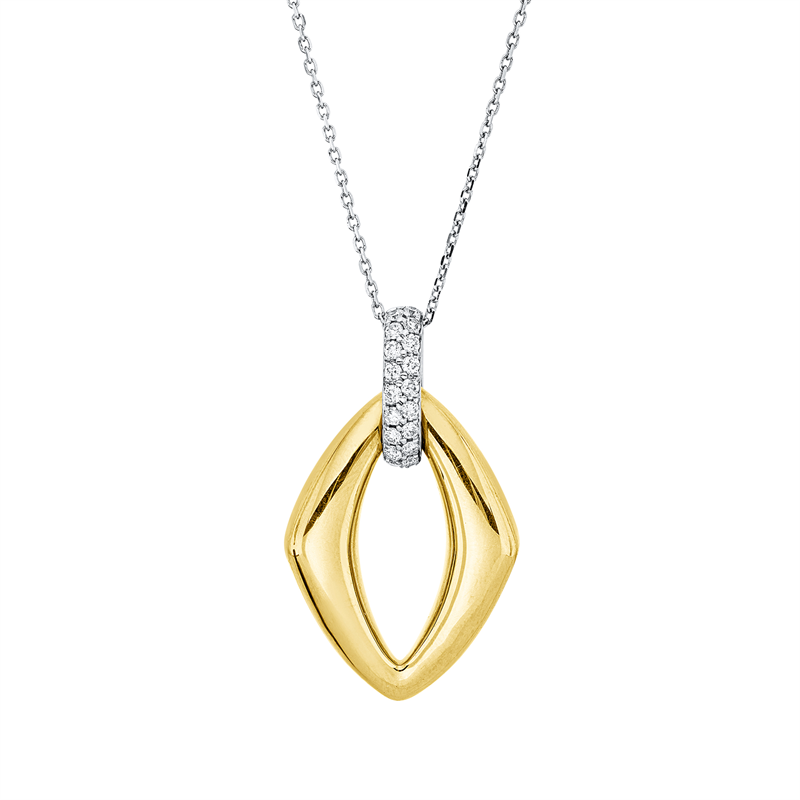 Collier    aus 585/-14 Karat Gelbgold / Weißgold mit 18 Diamanten 0