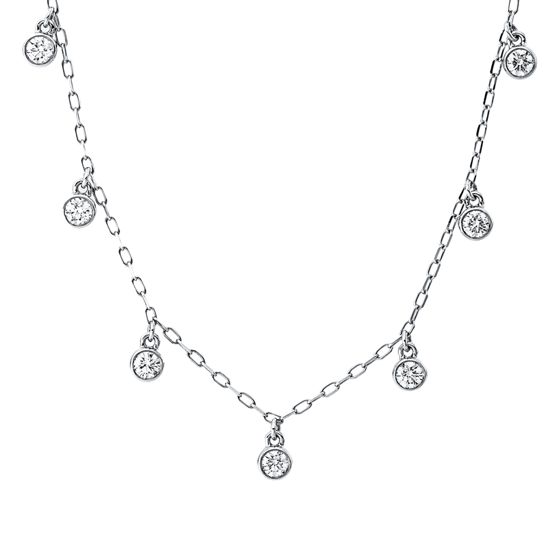 Collier    aus 585/-14 Karat Weißgold mit 7 Diamanten 0