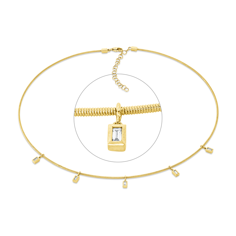 Collier    aus 585/-14 Karat Gelbgold mit 5 Diamanten 0