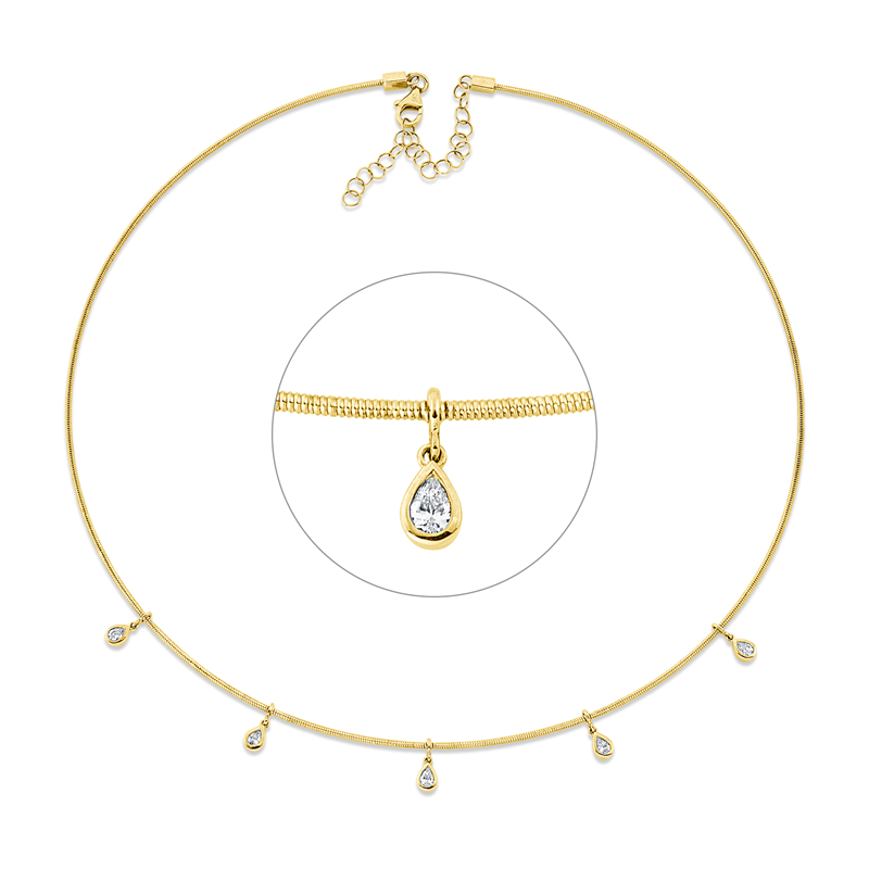 Collier    aus 585/-14 Karat Gelbgold mit 5 Diamanten 0
