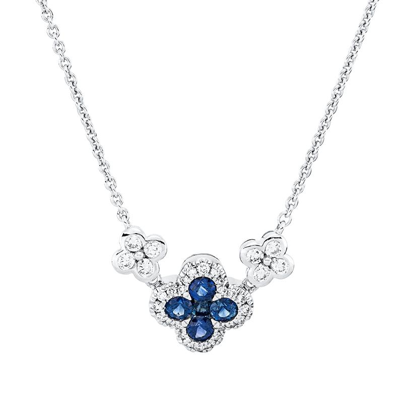 Collier mit Saphir  aus 750/-18 Karat Weißgold mit 176 Diamanten 1