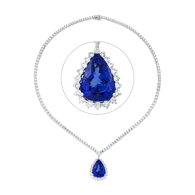 Collier mit Tansanit  aus 750/-18 Karat Weißgold mit 178 Diamanten 14