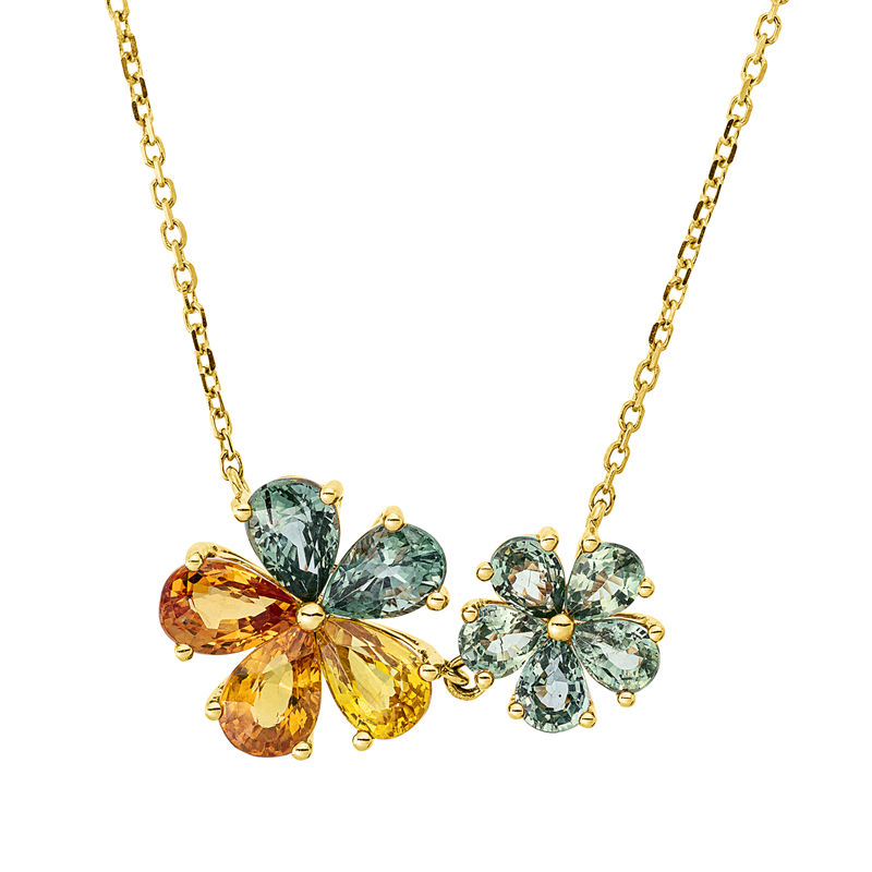 Collier mit Saphir  aus 750/-18 Karat Gelbgold  