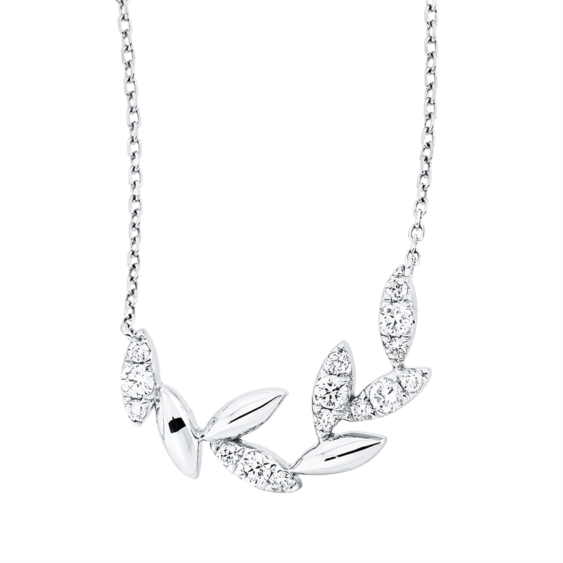 Collier    aus 750/-18 Karat Weißgold mit 15 Diamanten 0