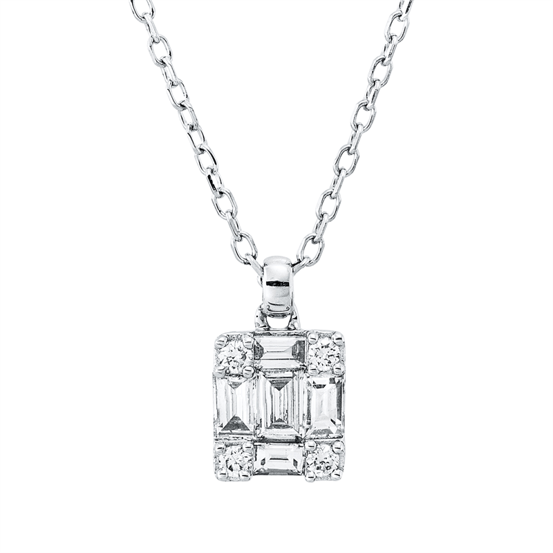 Collier    aus 750/-18 Karat Weißgold mit 9 Diamanten 0