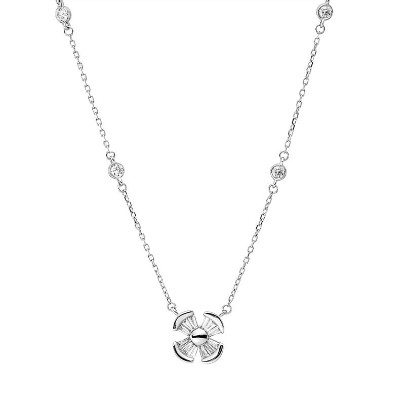 Collier    aus 750/-18 Karat Weißgold mit 16 Diamanten 0