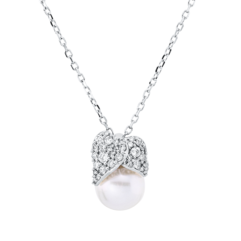 Collier   mit Süßwasserperle aus 750/-18 Karat Weißgold mit 33 Diamanten 0
