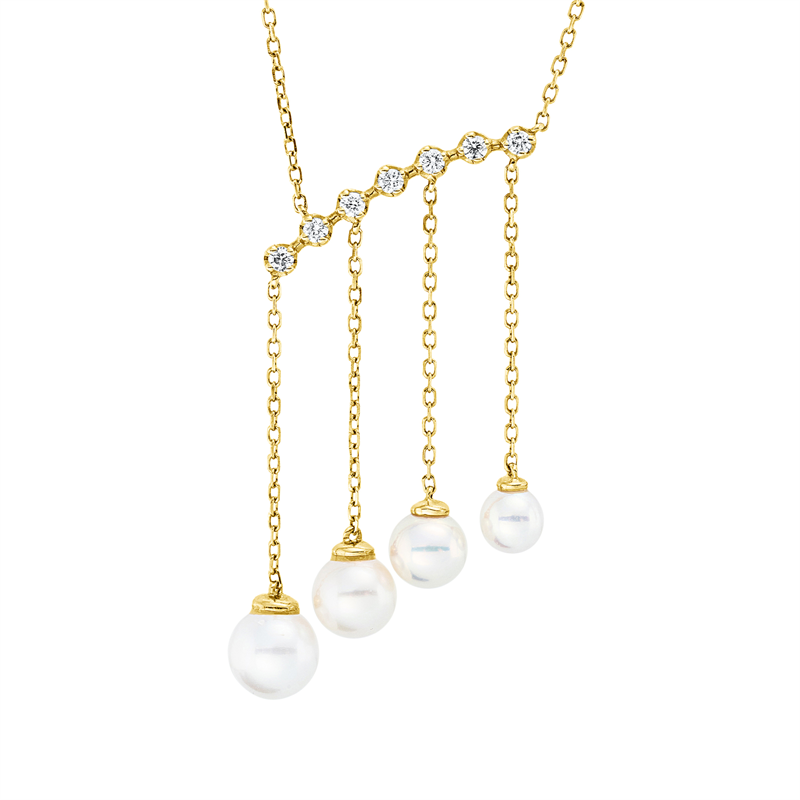 Collier   mit Süßwasserperle aus 750/-18 Karat Gelbgold mit 7 Diamanten 0