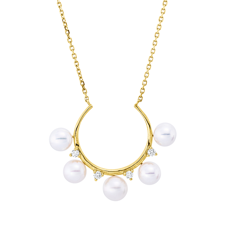 Collier   mit Süßwasserperle aus 750/-18 Karat Gelbgold mit 4 Diamanten 0
