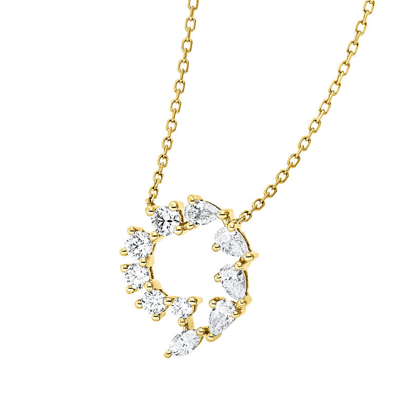 Collier    aus 750/-18 Karat Gelbgold mit 10 Diamanten 0