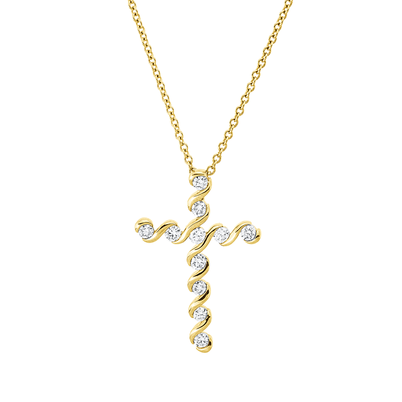 Collier    aus 585/-14 Karat Gelbgold mit 11 Diamanten 0