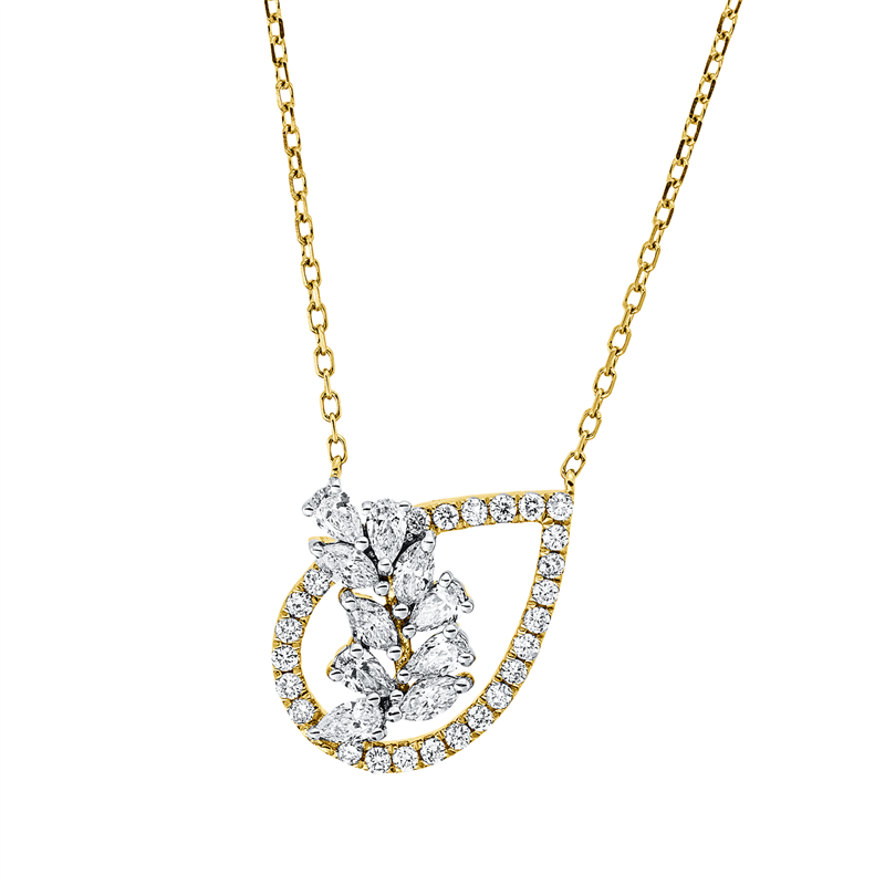 Collier    aus 750/-18 Karat Gelbgold / Weißgold mit 35 Diamanten 0