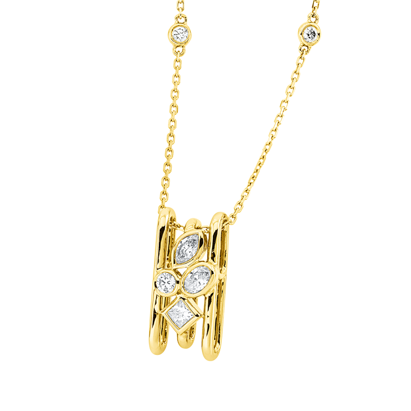 Collier    aus 750/-18 Karat Gelbgold mit 6 Diamanten 0
