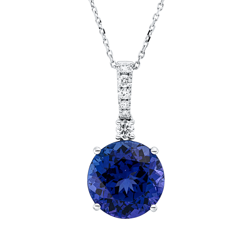 Collier mit Tansanit  aus 750/-18 Karat Weißgold mit 8 Diamanten 0