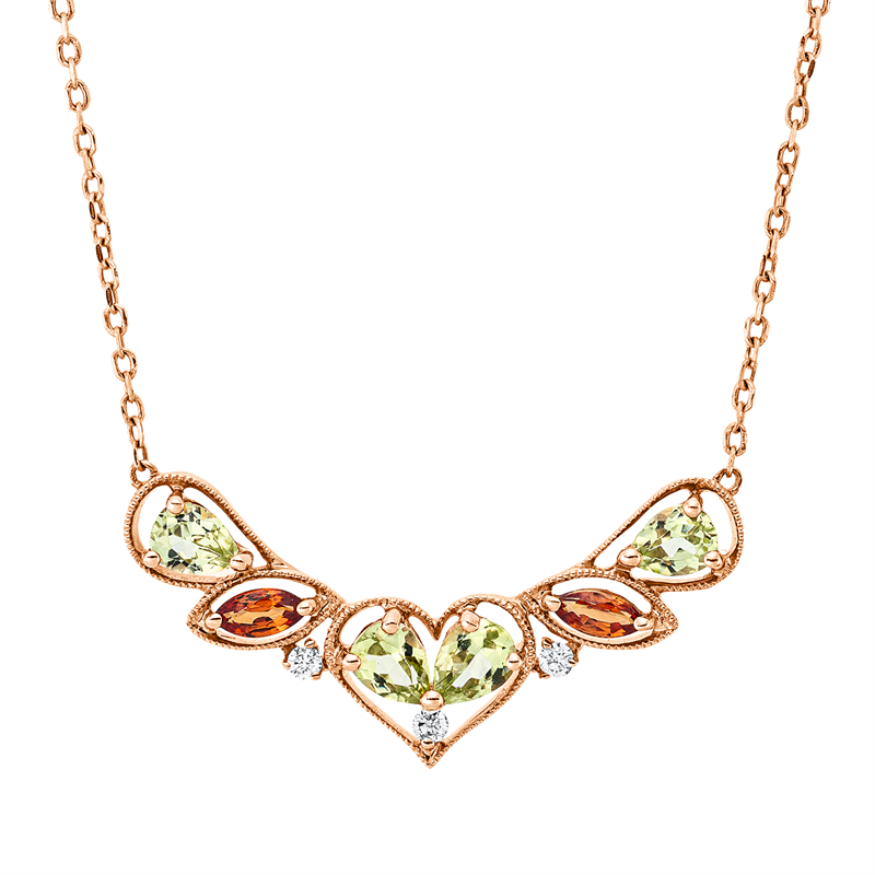 Collier mit Saphir  aus 750/-18 Karat Rotgold mit 3 Diamanten 0