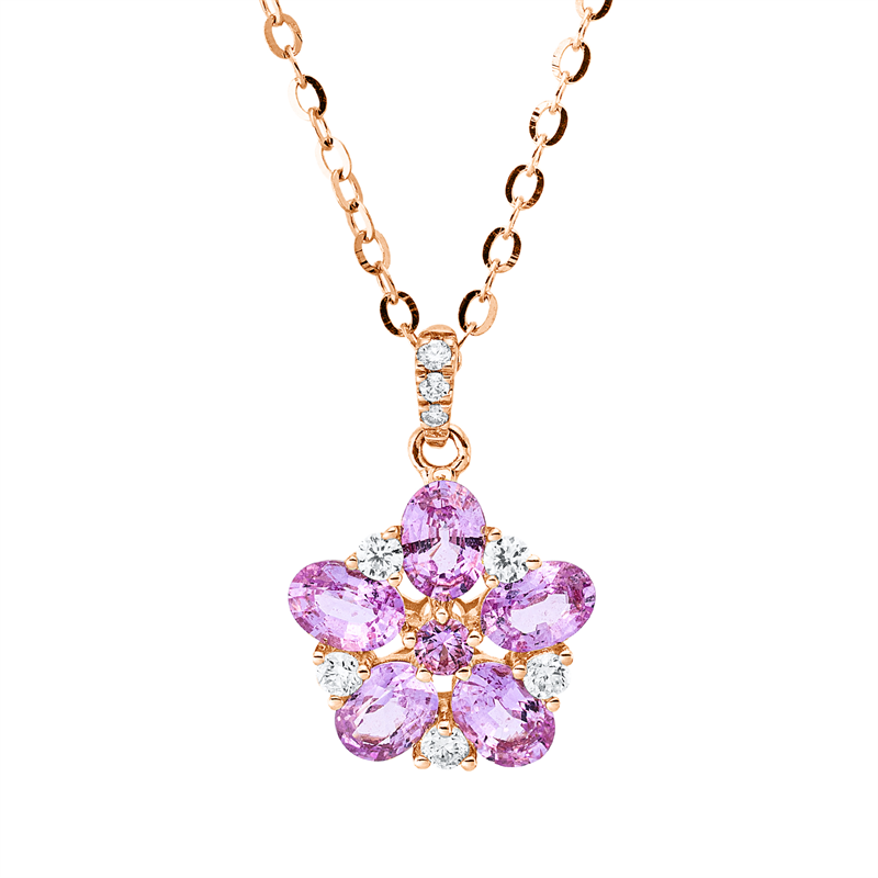 Collier mit Saphir  aus 585/-14 Karat Gelbgold mit 8 Diamanten 0