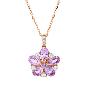 Collier mit Saphir  aus 750/-18 Karat Rotgold mit 8 Diamanten 0