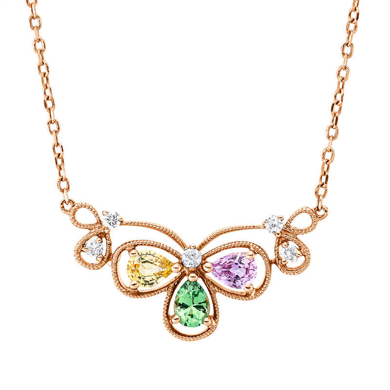 Collier mit Saphir  aus 750/-18 Karat Rotgold mit 5 Diamanten 0