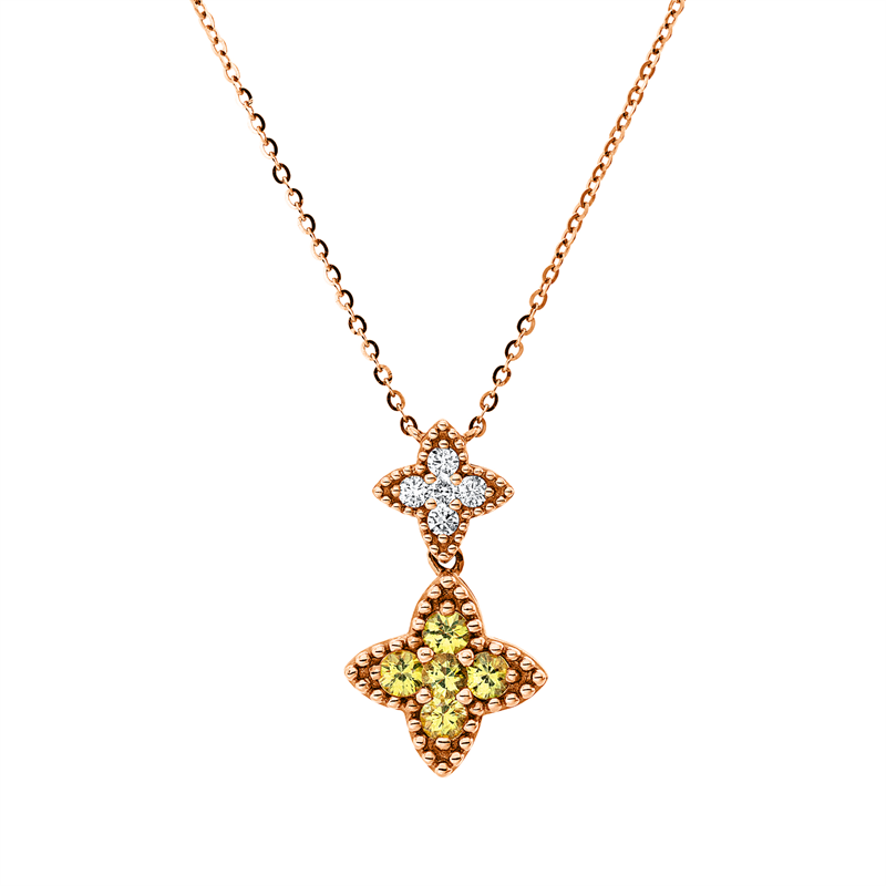 Collier mit Saphir  aus 750/-18 Karat Rotgold mit 5 Diamanten 0