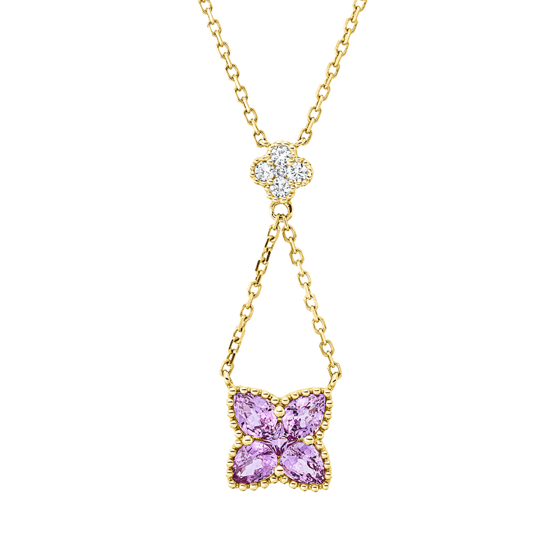 Collier mit Saphir  aus 585/-14 Karat Gelbgold mit 5 Diamanten 0