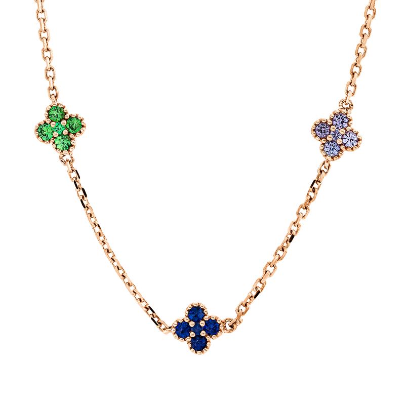 Collier mit Saphir  aus 750/-18 Karat Rotgold  