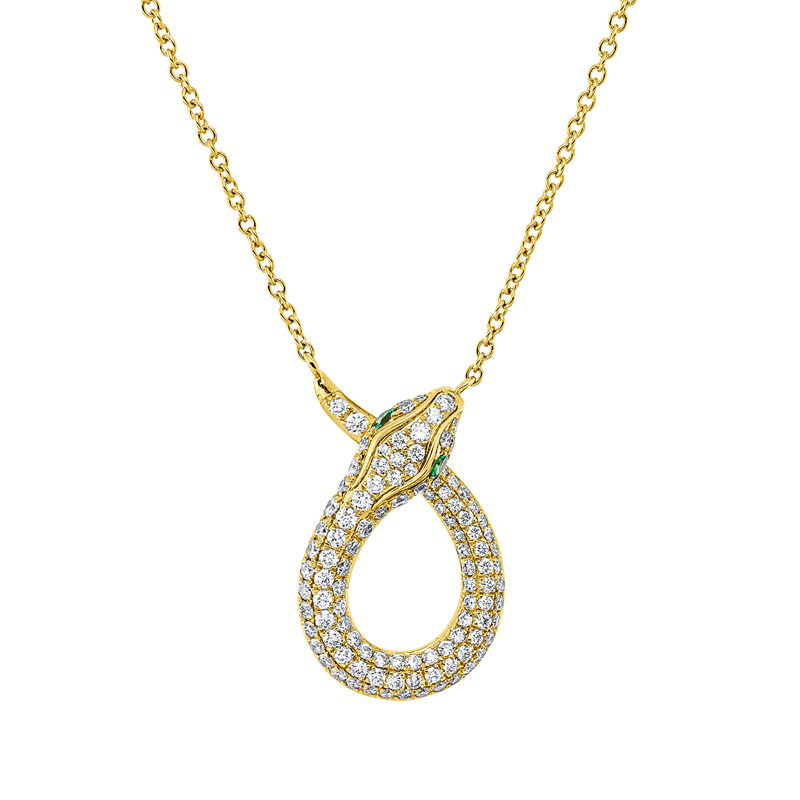 Collier mit Tsavorith  aus 750/-18 Karat Gelbgold mit 106 Diamanten 0