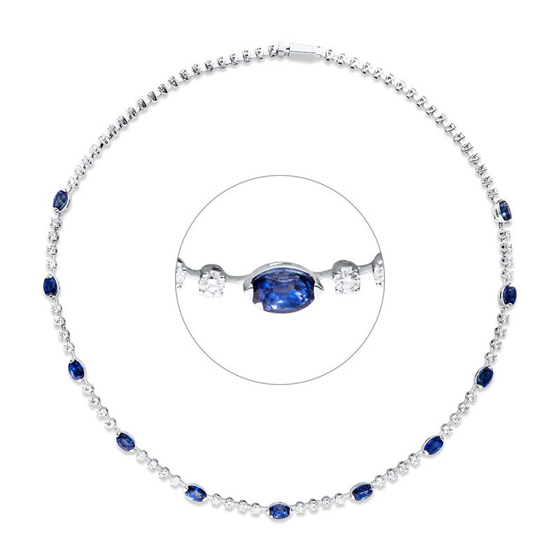 Collier mit Saphir  aus 750/-18 Karat Weißgold mit 83 Diamanten 3