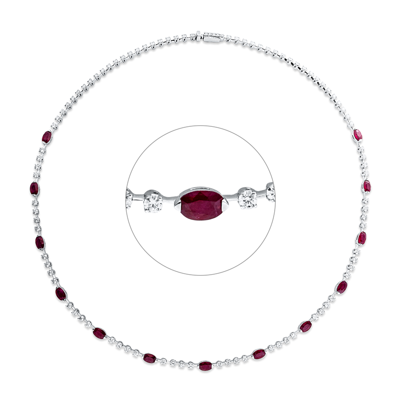Collier mit Rubin  aus 750/-18 Karat Weißgold mit 95 Diamanten 4